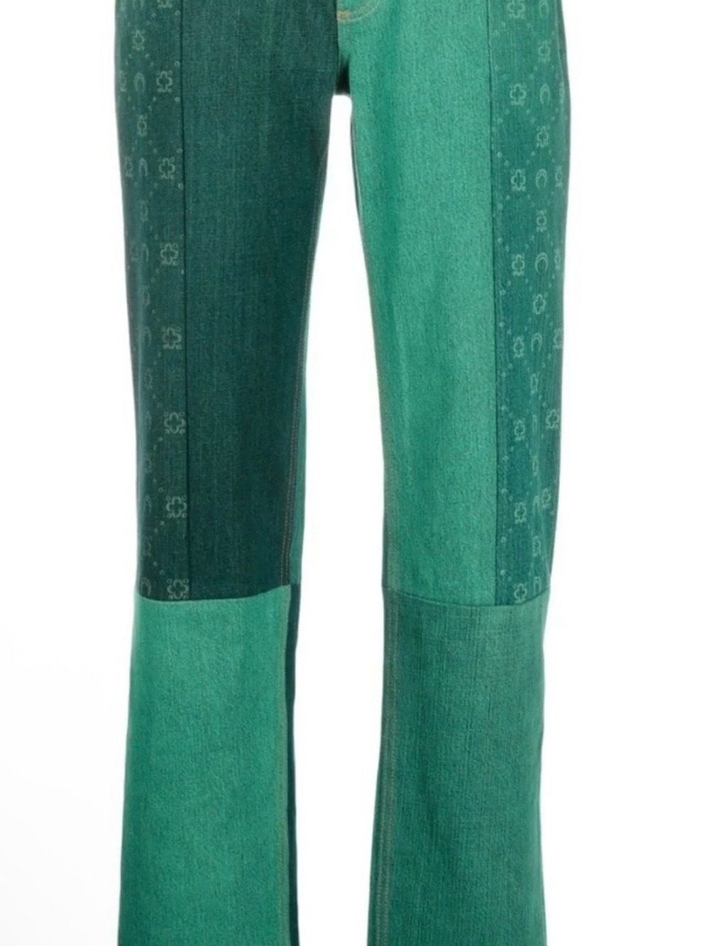Marine Serre Moonogram White Line Green Women’s Jeans size 36 FR/ US 4